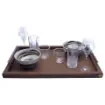 Collection Louis Rectangular Tray With Hexagonal Chrome Handles - Covered In Brown Grained Leather - Large Size - 60cm x  40cm x  3,5cm - Frame 2.5cm - Weight : 2750 Gr - Gordon & Gaia product image