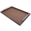 Collection Louis Rectangular Tray With Hexagonal Chrome Handles - Covered In Brown Grained Leather - Large Size - 60cm x  40cm x  3,5cm - Frame 2.5cm - Weight : 2750 Gr - Gordon & Gaia product image