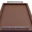 Collection Louis Rectangular Tray With Hexagonal Chrome Handles - Covered In Brown Grained Leather - Large Size - 60cm x  40cm x  3,5cm - Frame 2.5cm - Weight : 2750 Gr - Gordon & Gaia product image