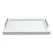 Collection Louis Rectangular Tray With Hexagonal Chrome Handles - Covered In White Grained Leather - Medium Size - 45cm x  30cm x  3,5cm - Frame 2.5cm - Weight : 1800 Gr - Gordon & Gaia product image