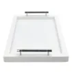 Collection Louis Rectangular Tray With Hexagonal Chrome Handles - Covered In White Grained Leather - Medium Size - 45cm x  30cm x  3,5cm - Frame 2.5cm - Weight : 1800 Gr - Gordon & Gaia product image