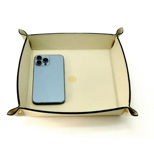 Collection Arthur - Greagale Leather Valet Tray With Eyelets - Size Large -  22,00cm x  22,00cm x  4,50cm - Weight : 260 Gr - Gordon & Gaia product image