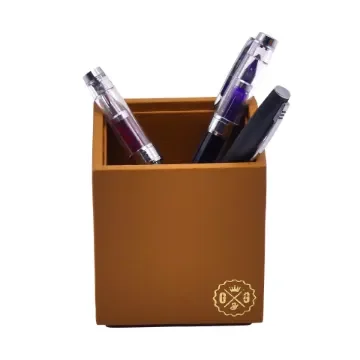 Collection Armand Cinnamon Leather Pencil Holder -   8,50cm x  8,50cm x  9,50cm - Weight : 150 Gr - Gordon & Gaia product image