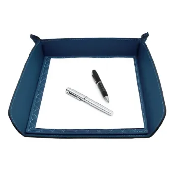 Collection Armand Blue Leather Letter Tray A4 With Diamond Stitching Interior -   33,0cm x  24,0cm x  5,0cm - Weight : 400 Gr - Gordon & Gaia product image