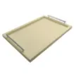 Collection Louis Rectangular Tray With Hexagonal Chrome Handles - Covered In Meringue Grained Leather - Large Size - 60cm x  40cm x  3,5cm - Frame 2.5cm - Weight : 2750 Gr - Gordon & Gaia product image