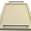 Collection Louis Rectangular Tray With Hexagonal Chrome Handles - Covered In Meringue Grained Leather - Large Size - 60cm x  40cm x  3,5cm - Frame 2.5cm - Weight : 2750 Gr - Gordon & Gaia product image