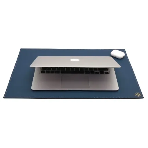 Collection Armand - Ocean Blue Leather Desk Pad - Size S -   50,0cm x  35,0cm - Weight : 410 Gr - Gordon & Gaia product image