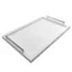 Collection Louis Rectangular Tray With Hexagonal Chrome Handles - Covered In White Grained Leather - Large Size - 60cm x  40cm x  3,5cm - Frame 2.5cm - Weight : 2750 Gr - Gordon & Gaia product image