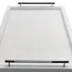 Collection Louis Rectangular Tray With Hexagonal Chrome Handles - Covered In White Grained Leather - Large Size - 60cm x  40cm x  3,5cm - Frame 2.5cm - Weight : 2750 Gr - Gordon & Gaia product image