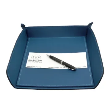 Collection Armand Blue Leather Letter Tray A4 -   33,0cm x  24,0cm x  5,0cm - Weight : 400 Gr - Gordon & Gaia product image