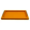 Collection Louis Rectangular Tray With Hexagonal Chrome Handles - Covered In Orange Grained Leather - Medium Size - 45cm x  30cm x  3,5cm - Frame 2.5cm - Weight : 1800 Gr - Gordon & Gaia product image