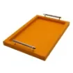 Collection Louis Rectangular Tray With Hexagonal Chrome Handles - Covered In Orange Grained Leather - Medium Size - 45cm x  30cm x  3,5cm - Frame 2.5cm - Weight : 1800 Gr - Gordon & Gaia product image