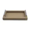 Collection Louis Rectangular Tray With Hexagonal Chrome Handles - Covered In Greige Grained Leather - Small Size - 30cm x  20cm x  3,5cm - Frame 2.5cm - Weight : 950 Gr - Gordon & Gaia product image