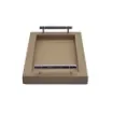 Collection Louis Rectangular Tray With Hexagonal Chrome Handles - Covered In Greige Grained Leather - Small Size - 30cm x  20cm x  3,5cm - Frame 2.5cm - Weight : 950 Gr - Gordon & Gaia product image