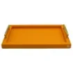 Collection Madeline Rectangular Tray With Golden Brass Handles - Covered In Orange Grained Leather - Small Size - 45cm x  30cm x  3,5cm - Frame 2.5cm - Weight : 1800 Gr - Gordon & Gaia product image
