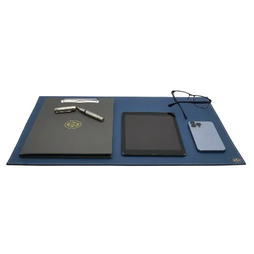 Collection Armand - Ocean Blue Leather Desk Pad - Size M -   60,0cm x  40,0cm - Weight : 710 Gr - Gordon & Gaia product image