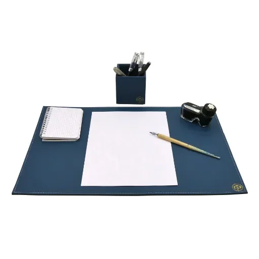 Collection Armand - Blue Leather Desk Pad - Size S -   50,0cm x  35,0cm - Weight : 410 Gr - Gordon & Gaia product image