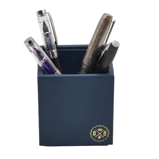 Collection Armand Blue Leather Pencil Holder -   8,50cm x  8,50cm x  9,50cm - Weight : 150 Gr - Gordon & Gaia product image