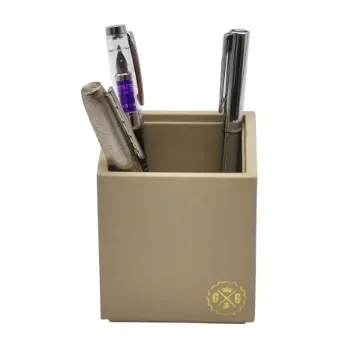 Collection Armand Beige Leather Pencil Holder -   8,50cm x  8,50cm x  9,50cm - Weight : 150 Gr - Gordon & Gaia product image