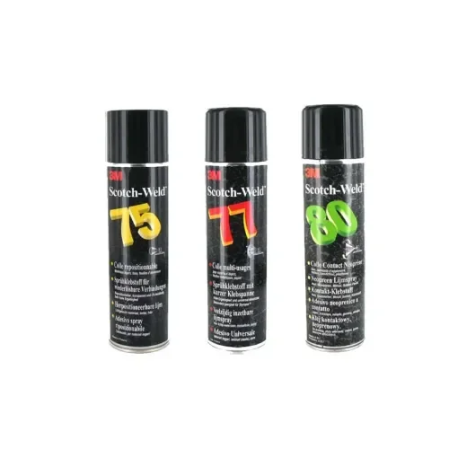 3M - Pack of 3 Scotch Weld Spray Adhesives - Colles-en-arosols-M75-M77-M80 product image