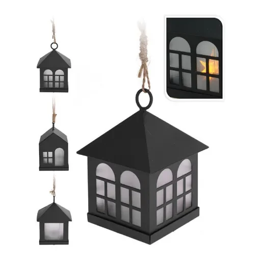 DECORATION WITH LIGHT - Small Black LED House Lantern - 71650 product image