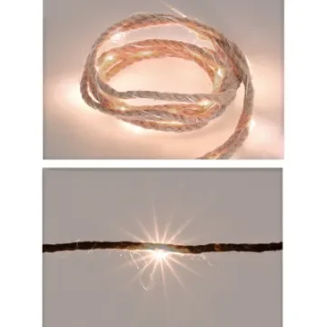 Battery-operated Garland - 10 LEDs Jute Rope Warm White Light - 72119 product image