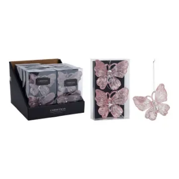 CHRISTMAS DECORATION - Shiny Pink Butterfly Hanging Decoration - 72339 product image