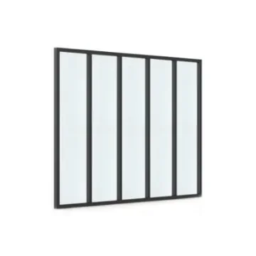 Verriere - Interior Aluminium Glass Wall - 5 Frosted Panes - 35-V5-173-123-9005FT-5vitragesdépoli product image