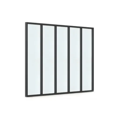 Verriere - Interior Aluminium Glass Wall - 5 Frosted Panes - 35-V5-173-123-9005FT-5vitragesdépoli product image