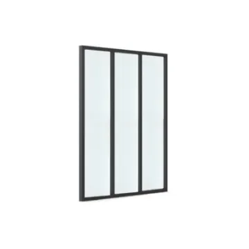 Verriere - Indoor Aluminium Glass Wall - 3 Frosted Panes - 35-V3-105-123-9005FT-35-3VIT4D-32.8-120 product image