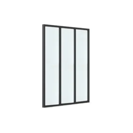 Verriere - Indoor Aluminium Glass Wall - 3 Frosted Panes - 35-V3-105-123-9005FT-35-3VIT4D-32.8-120 product image