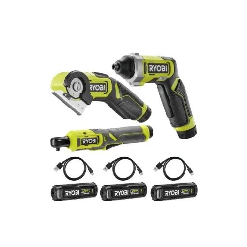 Ryobi - 4V Pack Ratchet Wrench, Mini-Saw & Screwdriver - 5133006311-5133006292-5133006210-5133005882x2 product image