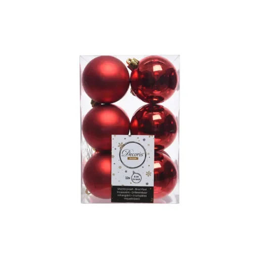 EDM - Set of 12 Red Christmas Baubles - 71871 product image