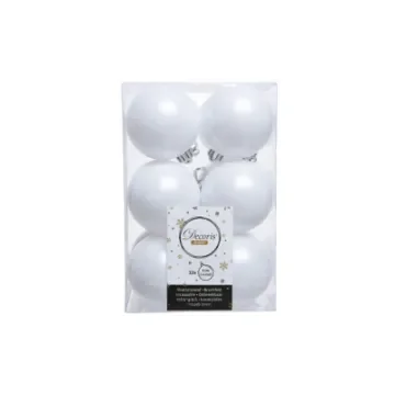 EDM - Set of 12 White Christmas Baubles - 72012 product image