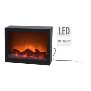 NO DISPONIBLE - LED Fireplace Black Metal with Glass - 72110 product image