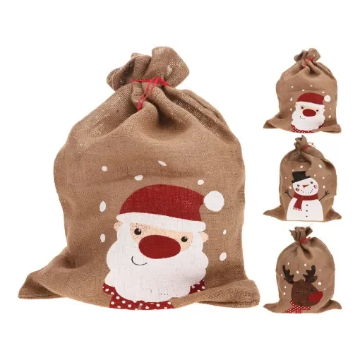 Jute Gift Bag with Reindeer Pattern - 83134 product image