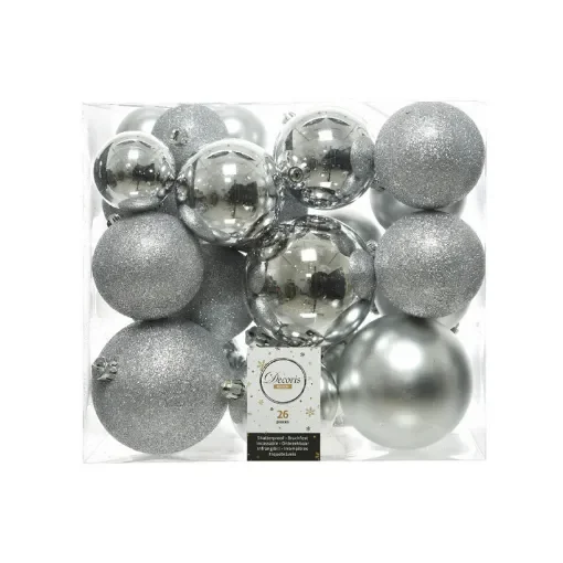 DECORIS - Box of 26 Silver Decorative Balls - 72207 product image