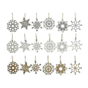 DECORIS - Assorted Wooden Snowflake Figurines for Christmas Tree - 71355 product image