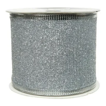 DECORIS - Silver Glitter Ribbon 6cm x 270cm - 72283 product image