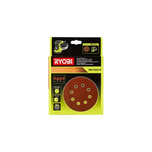 Ryobi - Pack of 10 Abrasive Discs 125mm Grit 100-320 - 5132002608 product image