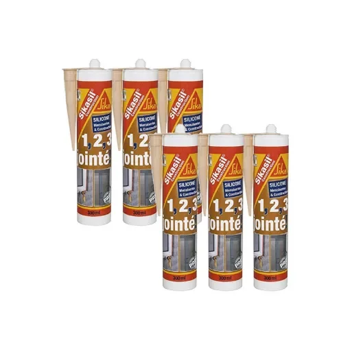 Sika - Pack of 6 Sikasil Construction Silicone Sealants - Beige - 441625x6 product image