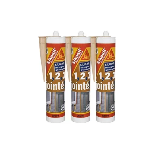 Sika - Pack of 3 Sikasil Construction Silicone Sealants - White - 441624x3 product image