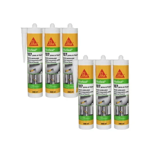 Sika - Sikaseal 107 Acrylic Sealant - White - 525637x6 product image