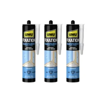 UHU - Transparent Fixing Sealant Cartridge Pack of 3 - 33937x3 product image