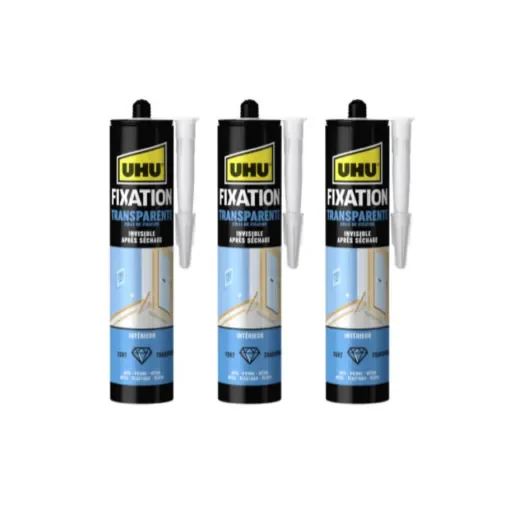 UHU - Transparent Fixing Sealant Cartridge Pack of 3 - 33937x3 product image