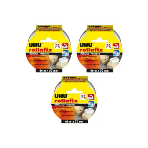UHU - Rollafix Transparent Packaging Tape 66m x 50mm - 36530x3 product image