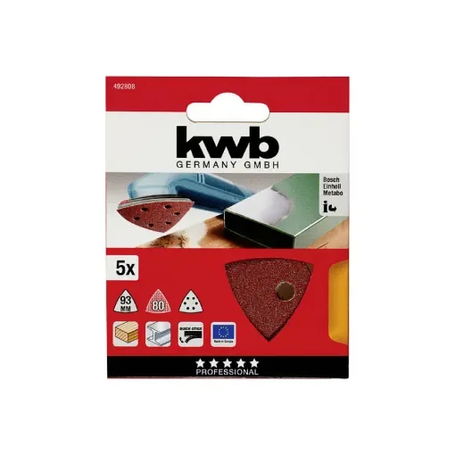 KWB - Abrasive Triangles Set 5 pcs - Grit 80 - 492808 product image
