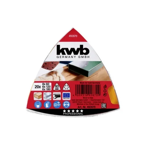 KWB - Abrasive Triangles Set 20 pcs - Grit 60-120-180 - 492870 product image
