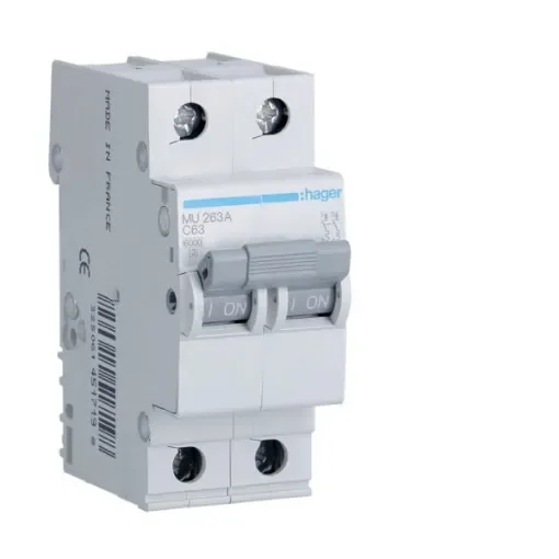 Hager - Double Automatic Switch 63A 2 Poles - MU263A-C63 product image
