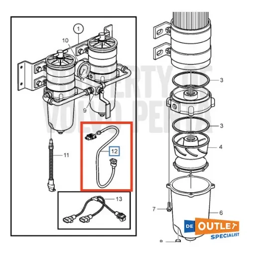 Volvo Penta - Fuel Sensor Extension Cable 5 Metre - 21415883 product image